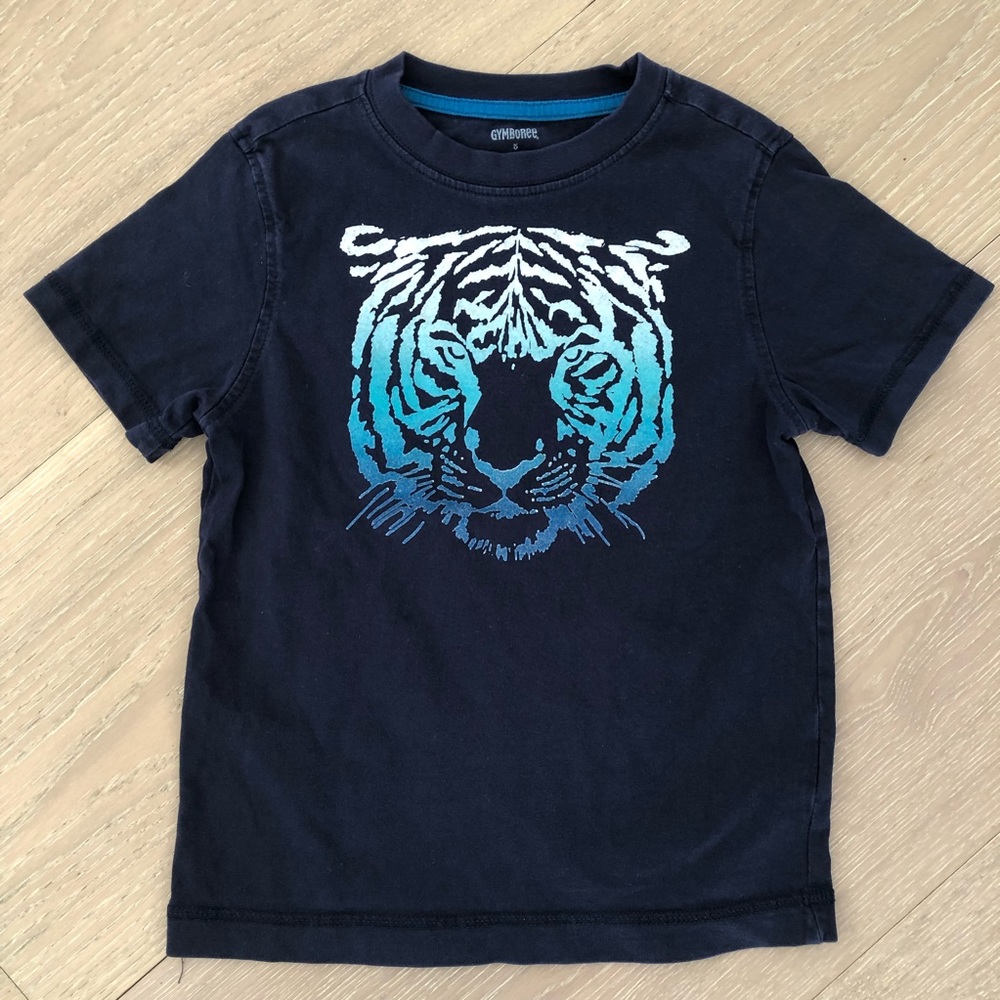 ⭐️Gymboree⭐️Tee T-Shirt Blue Tiger Shirt Short Sleeve Top Kids sz 5 100% Cotton